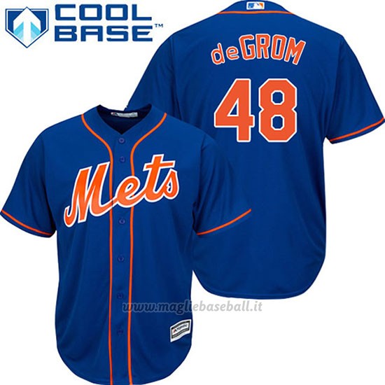 Maglia Baseball Uomo New York Mets Jacob Degrom 48 Blu Alterner 1ªCool Base